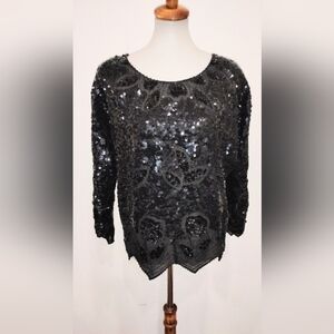 VINTAGE SEQUINED FLORAL TOP